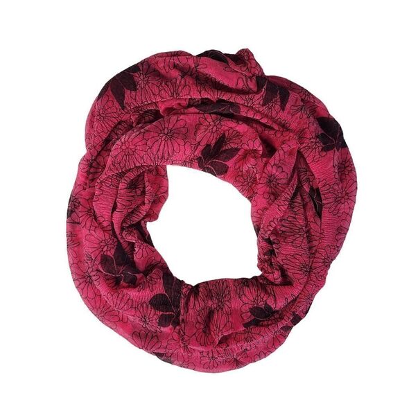 Lavello  Infinity  floral pattern pink black scarf - Picture 1 of 5